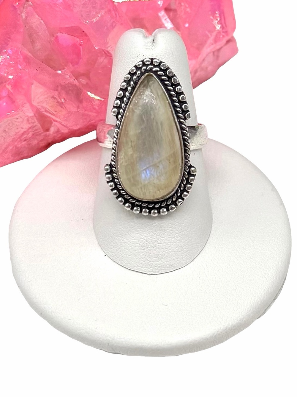 Sri Lankan Moonstone Ring Size 7 925 Sterling Silver Overlay